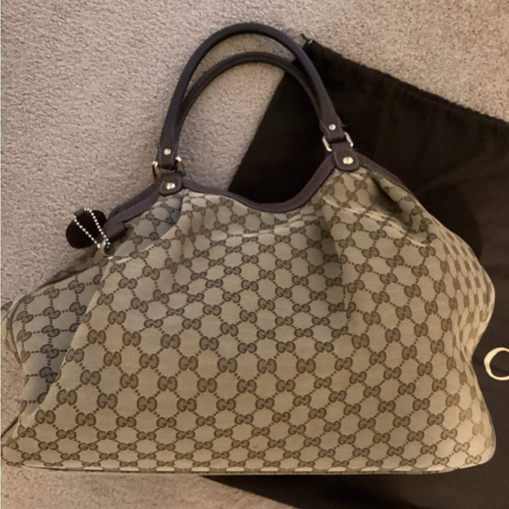Vintage Authentic Larger GUCCI SUKEY Bag with lavender / purple trim RARE - Picture 8 of 16